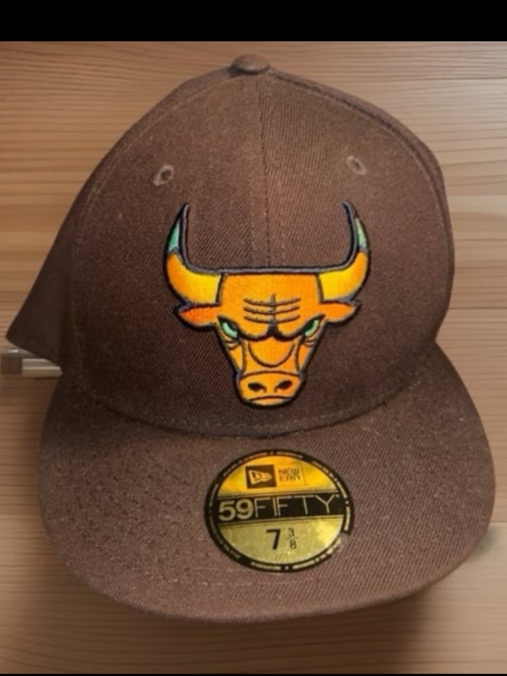 New Era Brown Chicago Bulls 59FIFTY Fitted Cap with Yellow & Teal Logo